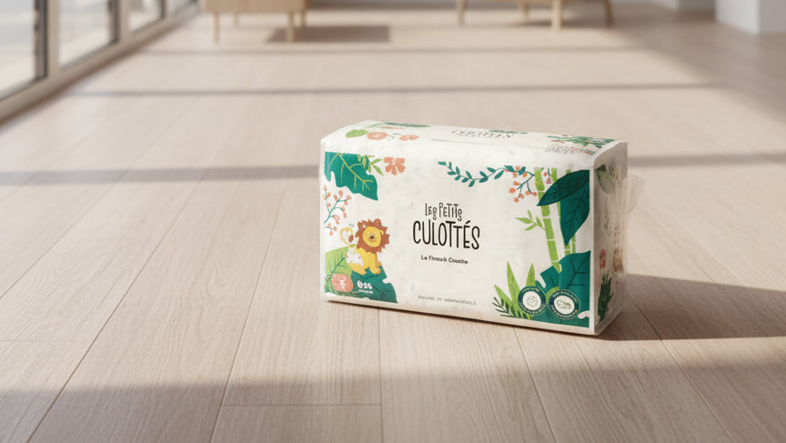 Couches écologiques hypoallergéniques tailles 3 pour bébé, fabriquées à partir de matériaux naturels, sans latex ni chlore - respectueuses de l'environnement et de la peau.