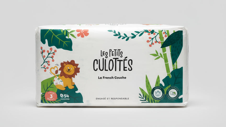 Couches écologiques hypoallergéniques tailles 3 pour bébé, fabriquées à partir de matériaux naturels, sans latex ni chlore - respectueuses de l'environnement et de la peau.